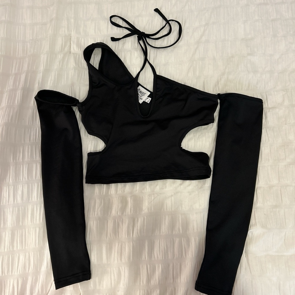 Princes Polly Black One Shoulder Crop Top